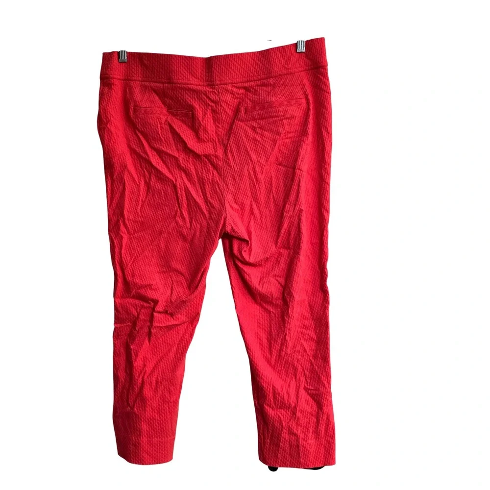 Raphaela by Brax Womens Red Textured Pull On Crop Pants Size 16 Elastic Waist c9